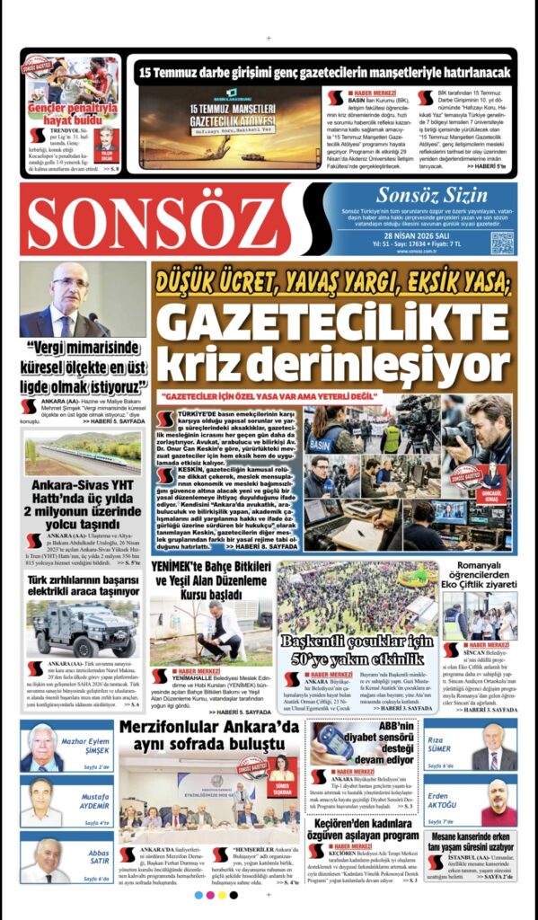 sonsöz gazetesi manşet